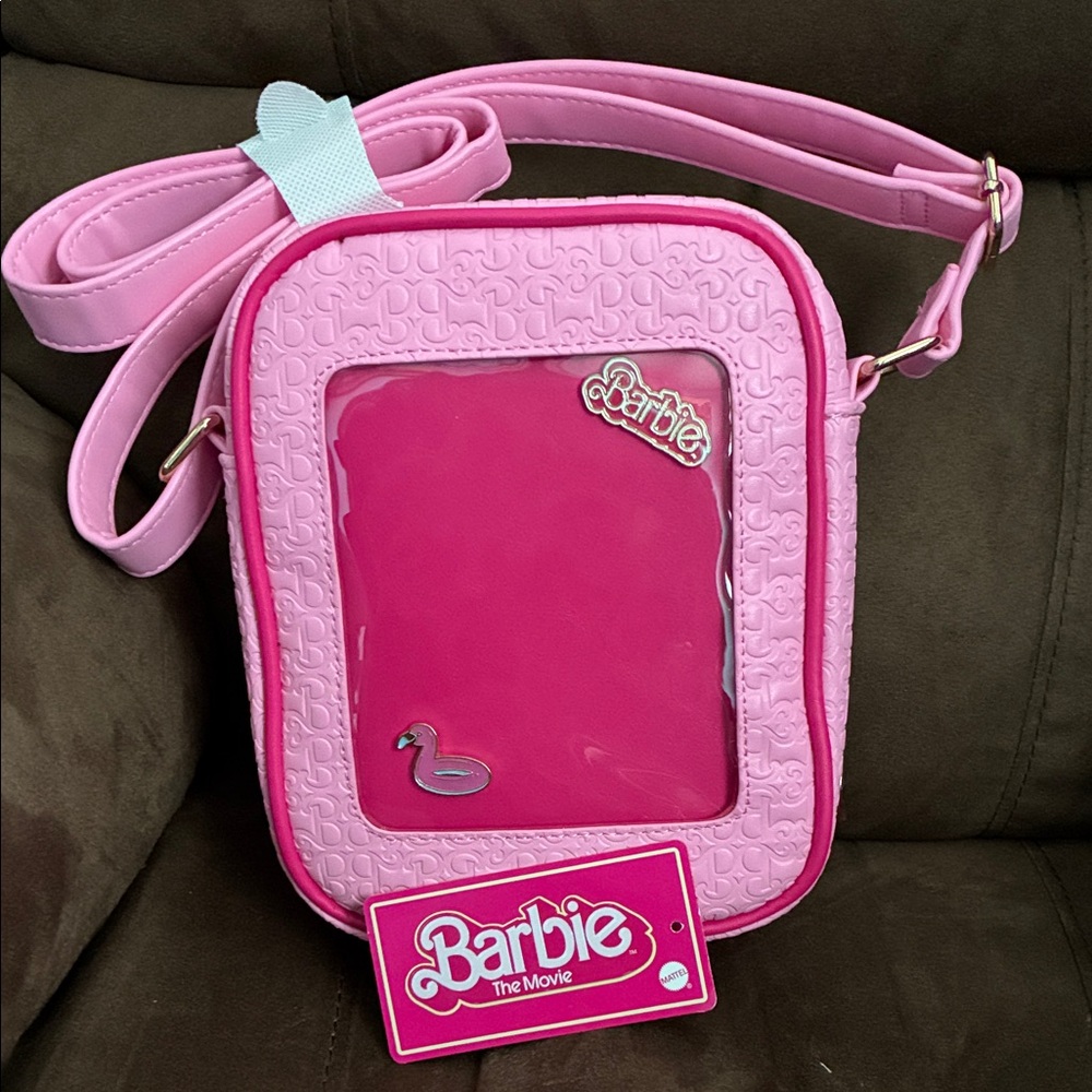 Barbie Pink Embossed crossbody bag with pin Complete your Halloween Barbie look!